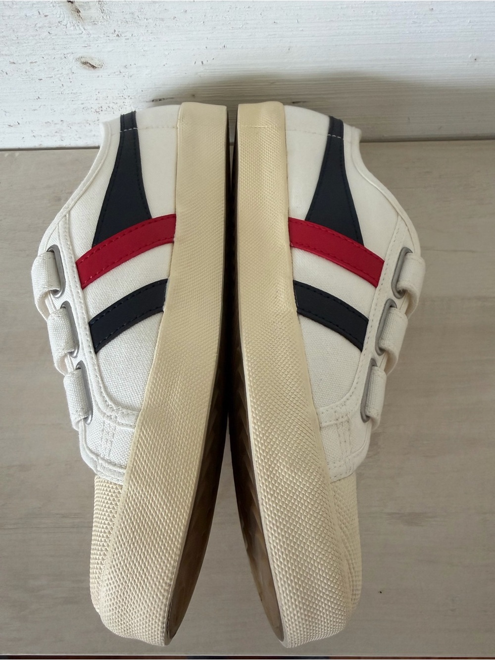 Gola Coaster Hook-and-Loop Strap Canvas Sneakers Women’s Size 8 White Blue Red - Picture 6 of 10